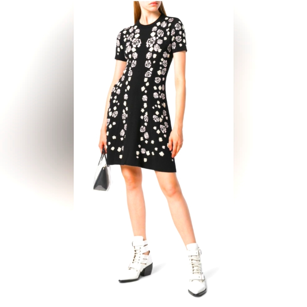 KENZO Floral Fit & Flare Knit Dress XL